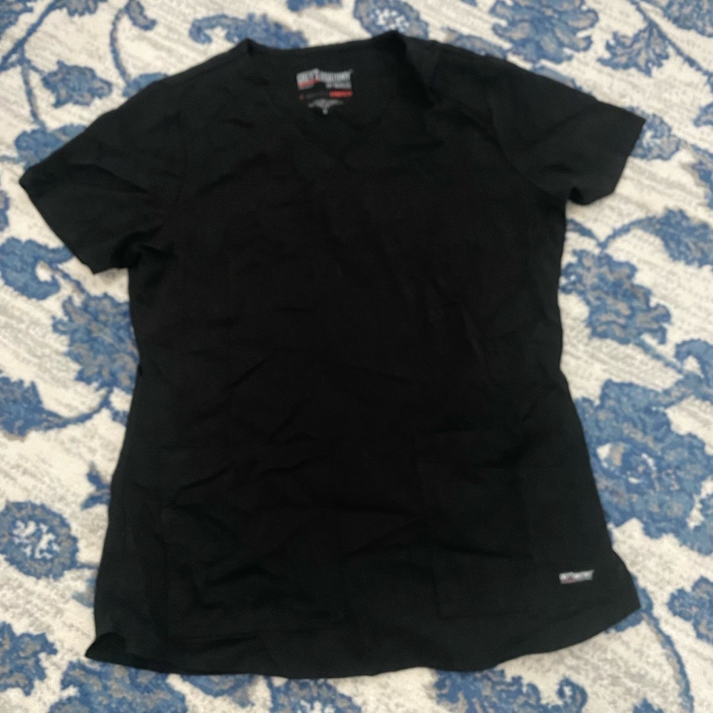 Grey's Anatomy Black Fitted Short Sleeve Scrub Top